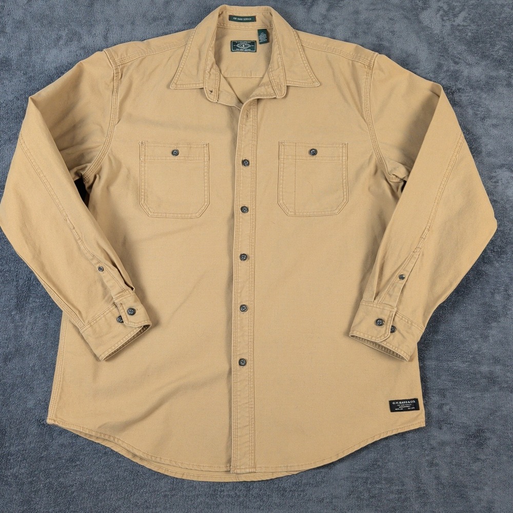 VTG G.H Bass&Co Men Canvas Utility Pocket Shirt Jacket For Hard Service Workware